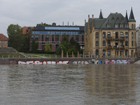 The water level in the Oder River in Wroclaw, Poland, is high on September 19, 2024. (