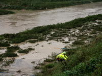 Civil protection operates along the Lamone River during the flood in Faenza, Emilia-Romagna, on September 19, 2024. (