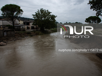 Damage from the flooding of the Marzeno River in the municipality of Brisighella, in the province of Ravenna, Emilia-Romagna, on September 1...