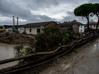 Damage from the flooding of the Marzeno River in the municipality of Brisighella, in the province of Ravenna, Emilia-Romagna, on September 1...