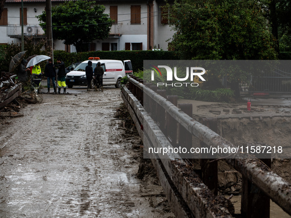 Damage from the flooding of the Marzeno River in the municipality of Brisighella, in the province of Ravenna, Emilia-Romagna, on September 1...