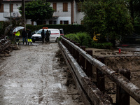 Damage from the flooding of the Marzeno River in the municipality of Brisighella, in the province of Ravenna, Emilia-Romagna, on September 1...