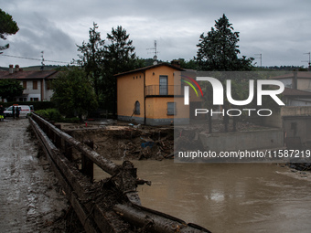 Damage from the flooding of the Marzeno River in the municipality of Brisighella, in the province of Ravenna, Emilia-Romagna, on September 1...