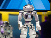 NAO, the humanoid robot, is on display at Media Park in Cologne, Germany, on September 18, 2024, on the second day of Deutsche Telekom's Dig...