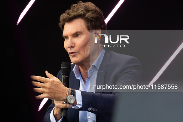 Carsten Maschmeyer, international startup investor, speaks at Media Park on the second day of Deutsche Telekom's Digital X event in Cologne,...