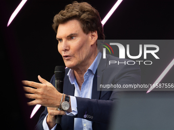 Carsten Maschmeyer, international startup investor, speaks at Media Park on the second day of Deutsche Telekom's Digital X event in Cologne,...