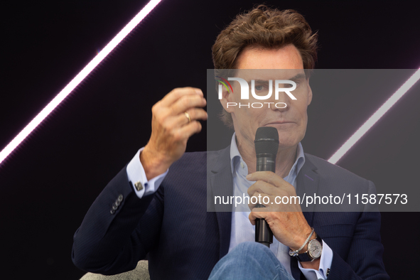 Carsten Maschmeyer, international startup investor, speaks at Media Park on the second day of Deutsche Telekom's Digital X event in Cologne,...