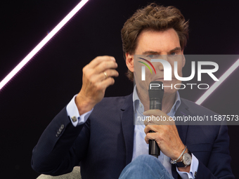 Carsten Maschmeyer, international startup investor, speaks at Media Park on the second day of Deutsche Telekom's Digital X event in Cologne,...