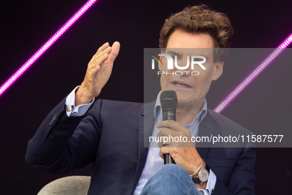 Carsten Maschmeyer, international startup investor, speaks at Media Park on the second day of Deutsche Telekom's Digital X event in Cologne,...