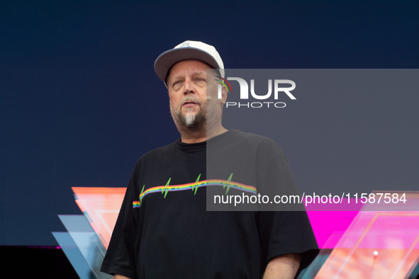 Smudo, a German musician, speaks at Media Park on the second day of Deutsche Telekom's Digital X event in Cologne, Germany, on September 18,...