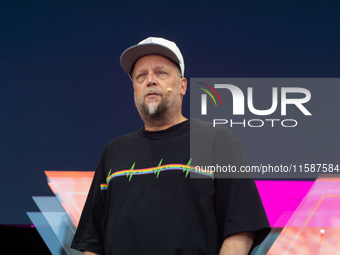 Smudo, a German musician, speaks at Media Park on the second day of Deutsche Telekom's Digital X event in Cologne, Germany, on September 18,...