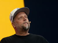 Smudo, a German musician, speaks at Media Park on the second day of Deutsche Telekom's Digital X event in Cologne, Germany, on September 18,...