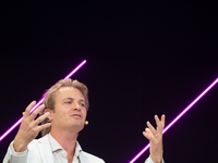 Nico Rosberg, Formula One World Champion, speaks at Media Park on the second day of Deutsche Telekom's Digital X event in Cologne, Germany,...