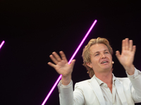 Nico Rosberg, Formula One World Champion, speaks at Media Park on the second day of Deutsche Telekom's Digital X event in Cologne, Germany,...