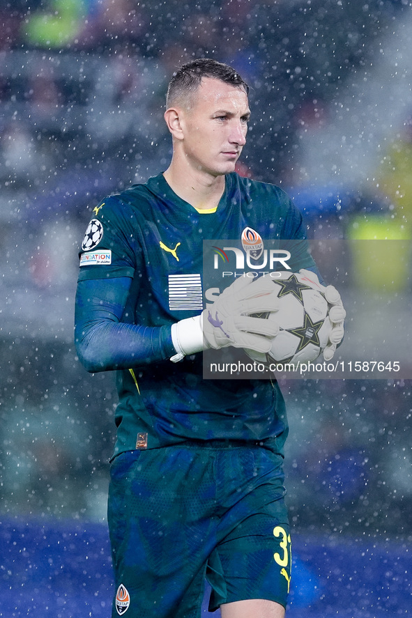 Dmytro Riznyk of FC Shakhtar Donetsk looks on during the UEFA Champions League 2024/25 League Phase MD1 match between Bologna FC and FC Shak...