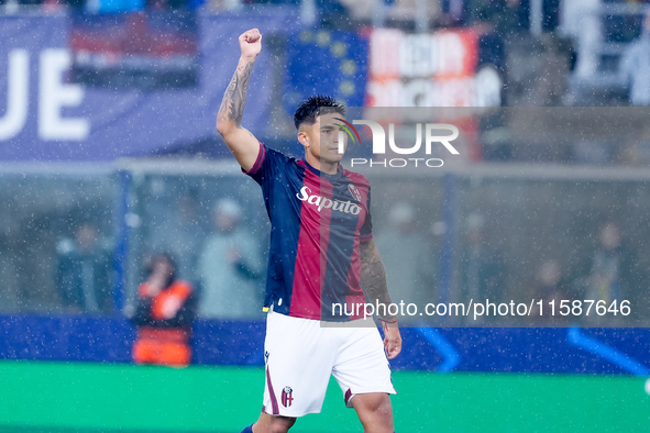 Santiago Castro of Bologna FC gestures during the UEFA Champions League 2024/25 League Phase MD1 match between Bologna FC and FC Shakhtar Do...