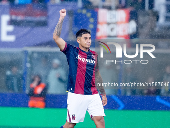 Santiago Castro of Bologna FC gestures during the UEFA Champions League 2024/25 League Phase MD1 match between Bologna FC and FC Shakhtar Do...