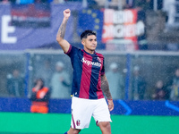 Santiago Castro of Bologna FC gestures during the UEFA Champions League 2024/25 League Phase MD1 match between Bologna FC and FC Shakhtar Do...