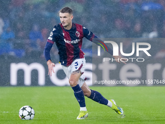 Stefan Posch of Bologna FC during the UEFA Champions League 2024/25 League Phase MD1 match between Bologna FC and FC Shakhtar Donetsk at Sta...