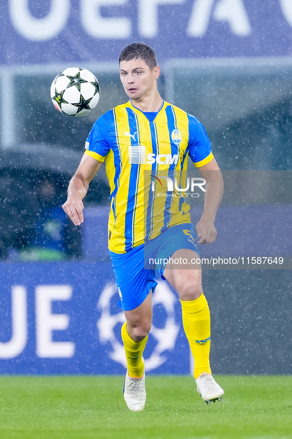 Valeriy Bondar of FC Shakhtar Donetsk during the UEFA Champions League 2024/25 League Phase MD1 match between Bologna FC and FC Shakhtar Don...