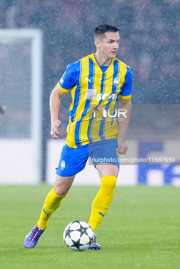 Dmytro Kryskiv of FC Shakhtar Donetsk during the UEFA Champions League 2024/25 League Phase MD1 match between Bologna FC and FC Shakhtar Don...