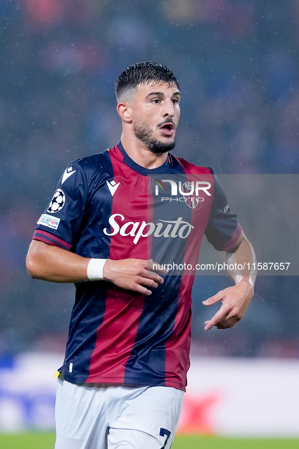 Riccardo Orsolini of Bologna FC looks on during the UEFA Champions League 2024/25 League Phase MD1 match between Bologna FC and FC Shakhtar...