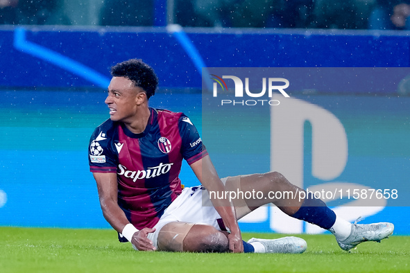 Dan Ndoye of Bologna FC during the UEFA Champions League 2024/25 League Phase MD1 match between Bologna FC and FC Shakhtar Donetsk at Stadio...