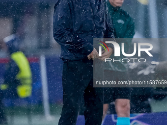 Marino Pusic head coach of FC Shakhtar Donetsk looks on during the UEFA Champions League 2024/25 League Phase MD1 match between Bologna FC a...