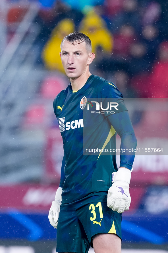 Dmytro Riznyk of FC Shakhtar Donetsk looks on during the UEFA Champions League 2024/25 League Phase MD1 match between Bologna FC and FC Shak...