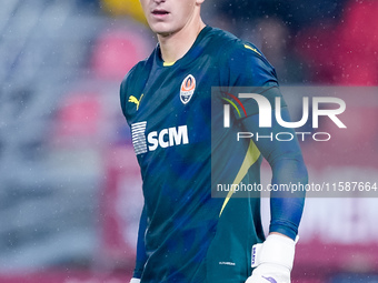 Dmytro Riznyk of FC Shakhtar Donetsk looks on during the UEFA Champions League 2024/25 League Phase MD1 match between Bologna FC and FC Shak...