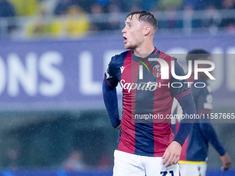 Sam Beukema of Bologna FC yells during the UEFA Champions League 2024/25 League Phase MD1 match between Bologna FC and FC Shakhtar Donetsk a...