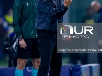 Marino Pusic head coach of FC Shakhtar Donetsk gestures during the UEFA Champions League 2024/25 League Phase MD1 match between Bologna FC a...