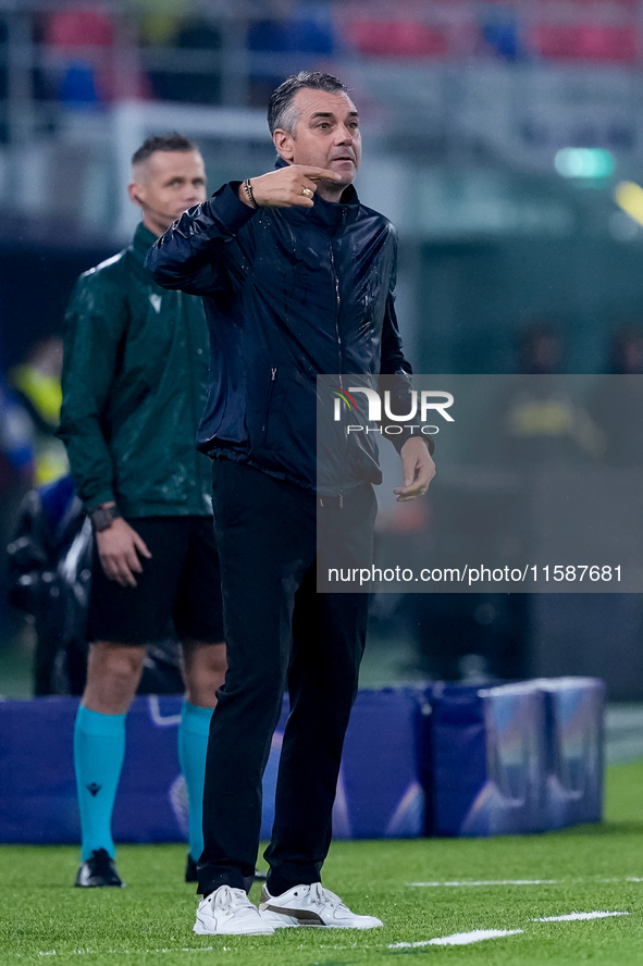 Marino Pusic head coach of FC Shakhtar Donetsk gestures during the UEFA Champions League 2024/25 League Phase MD1 match between Bologna FC a...