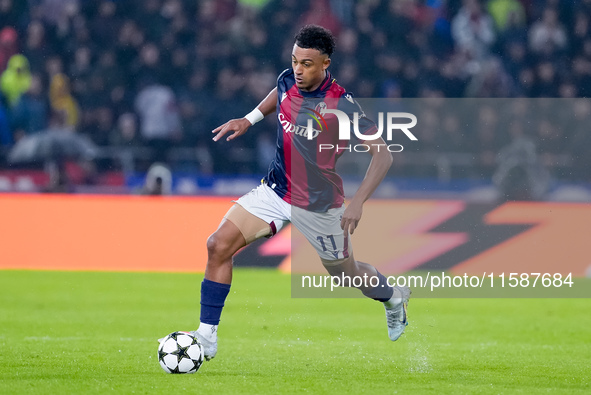 Dan Ndoye of Bologna FC during the UEFA Champions League 2024/25 League Phase MD1 match between Bologna FC and FC Shakhtar Donetsk at Stadio...