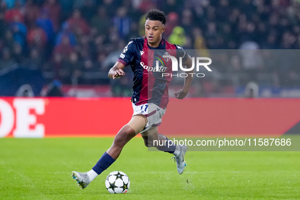 Dan Ndoye of Bologna FC during the UEFA Champions League 2024/25 League Phase MD1 match between Bologna FC and FC Shakhtar Donetsk at Stadio...