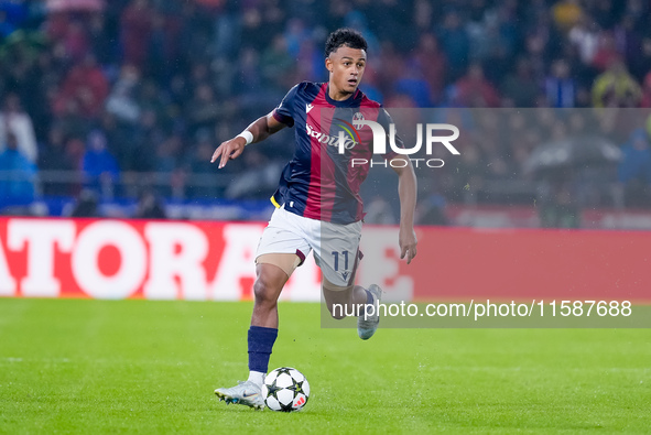 Dan Ndoye of Bologna FC during the UEFA Champions League 2024/25 League Phase MD1 match between Bologna FC and FC Shakhtar Donetsk at Stadio...