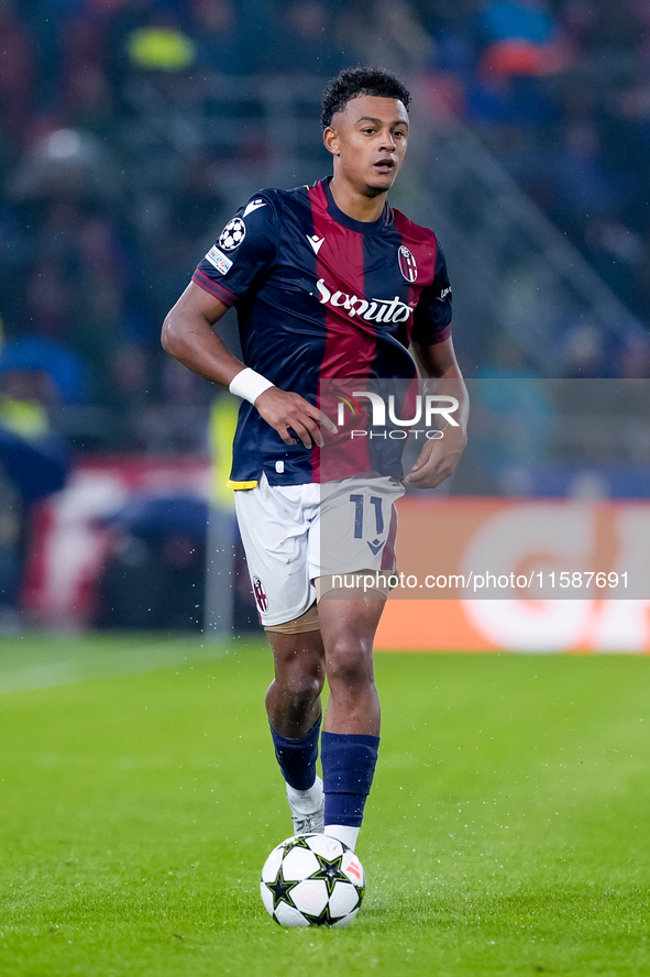 Dan Ndoye of Bologna FC during the UEFA Champions League 2024/25 League Phase MD1 match between Bologna FC and FC Shakhtar Donetsk at Stadio...