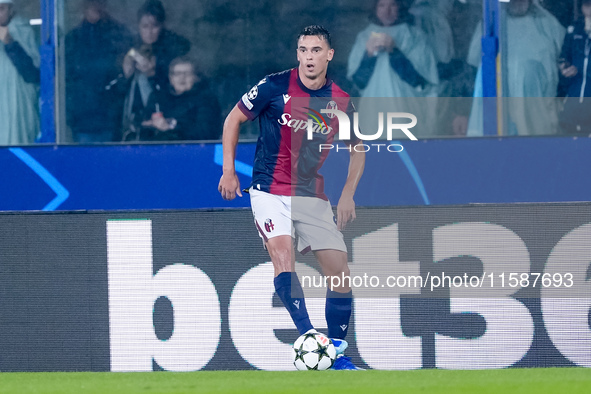 Nikola Moro of Bologna FC during the UEFA Champions League 2024/25 League Phase MD1 match between Bologna FC and FC Shakhtar Donetsk at Stad...