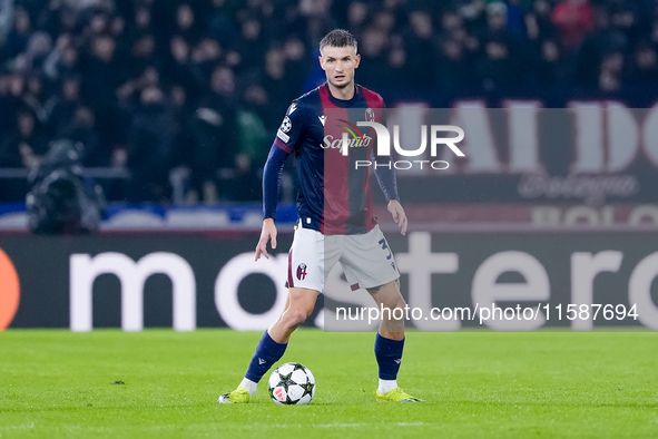 Stefan Posch of Bologna FC during the UEFA Champions League 2024/25 League Phase MD1 match between Bologna FC and FC Shakhtar Donetsk at Sta...