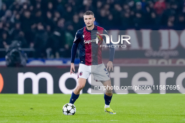 Stefan Posch of Bologna FC during the UEFA Champions League 2024/25 League Phase MD1 match between Bologna FC and FC Shakhtar Donetsk at Sta...