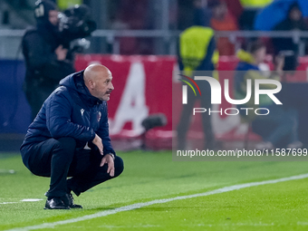 Vincenzo Italiano head coach of Bologna FC looks on during the UEFA Champions League 2024/25 League Phase MD1 match between Bologna FC and F...