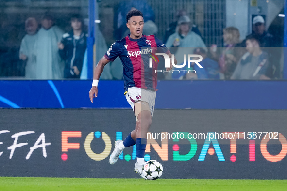 Dan Ndoye of Bologna FC during the UEFA Champions League 2024/25 League Phase MD1 match between Bologna FC and FC Shakhtar Donetsk at Stadio...