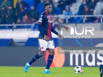 Jhon Lucumi of Bologna FC during the UEFA Champions League 2024/25 League Phase MD1 match between Bologna FC and FC Shakhtar Donetsk at Stad...