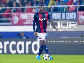 Jhon Lucumi of Bologna FC during the UEFA Champions League 2024/25 League Phase MD1 match between Bologna FC and FC Shakhtar Donetsk at Stad...