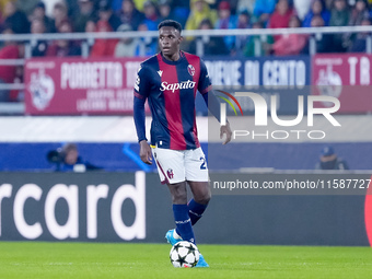 Jhon Lucumi of Bologna FC during the UEFA Champions League 2024/25 League Phase MD1 match between Bologna FC and FC Shakhtar Donetsk at Stad...