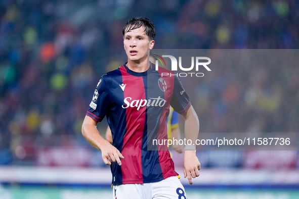 Giovanni Fabbian of Bologna FC looks on during the UEFA Champions League 2024/25 League Phase MD1 match between Bologna FC and FC Shakhtar D...