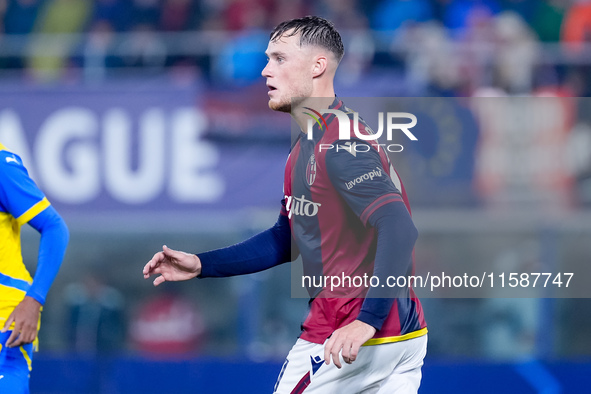 Sam Beukema of Bologna FC looks on during the UEFA Champions League 2024/25 League Phase MD1 match between Bologna FC and FC Shakhtar Donets...