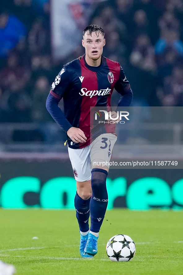 Sam Beukema of Bologna FC during the UEFA Champions League 2024/25 League Phase MD1 match between Bologna FC and FC Shakhtar Donetsk at Stad...