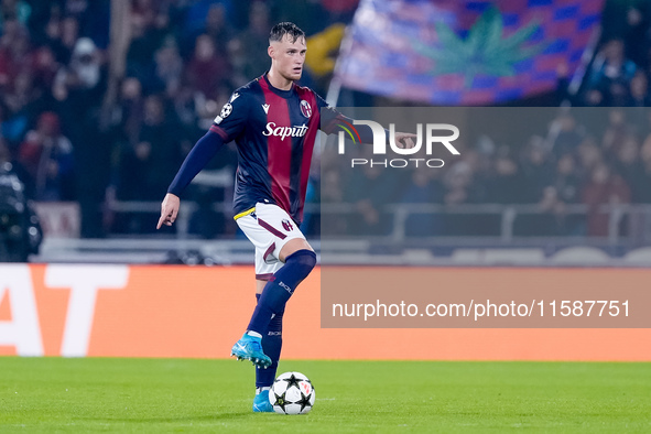 Sam Beukema of Bologna FC during the UEFA Champions League 2024/25 League Phase MD1 match between Bologna FC and FC Shakhtar Donetsk at Stad...