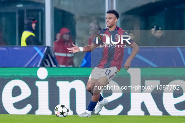 Dan Ndoye of Bologna FC during the UEFA Champions League 2024/25 League Phase MD1 match between Bologna FC and FC Shakhtar Donetsk at Stadio...